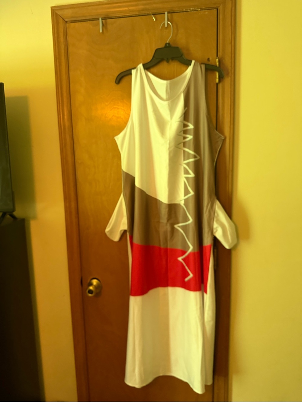 StyleWe Colorblock White, Red & Khaki Maxi Dress - Picture 2 of 3